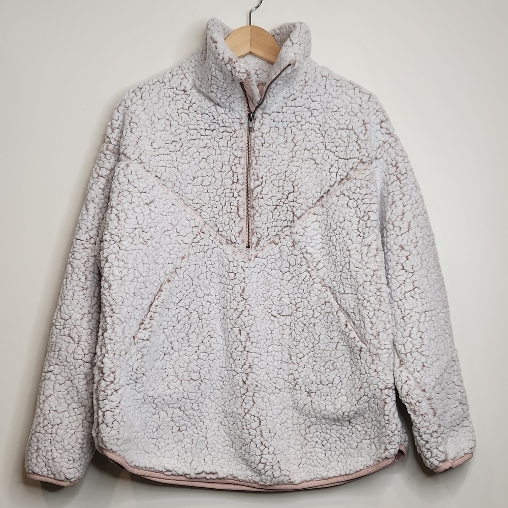 Misia White And Pink Sherpa Pullover Swaeter Women - Size M